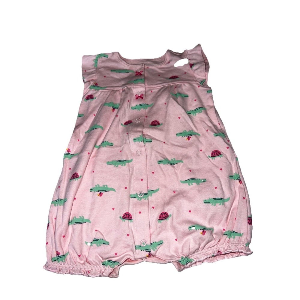 NWT Carter's Baby Girl‎ Alligator Turtle Pink Romper One Piece 9 Months